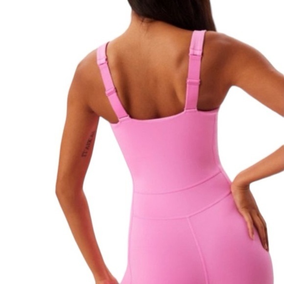 NWT Girlfriend Collective Luxe Paneled Unitard Bubblegum Pink Jumpsuit Catsuit S - Picture 2 of 16